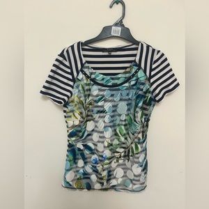 Vex stripe t shirt with mesh polka dots detailing size4 summer beach vacation